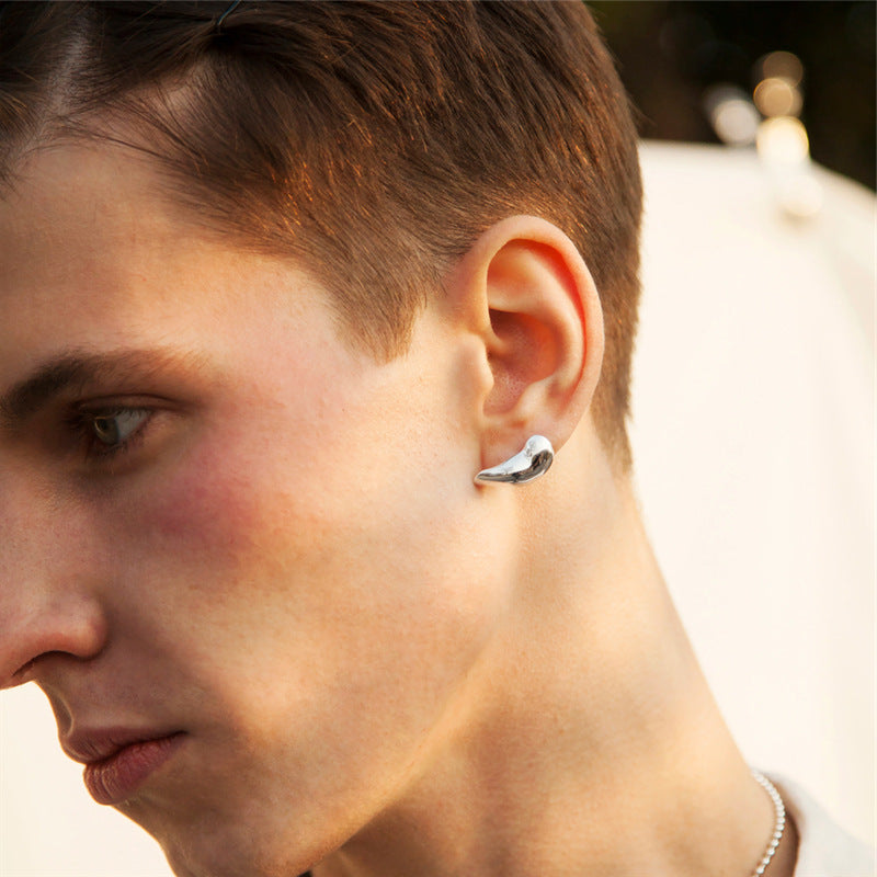 Boucle d'oreille Punk stéréoscopique 3D pour hommes, couleur or, Style coréen, Anti-allergie inhabituelle