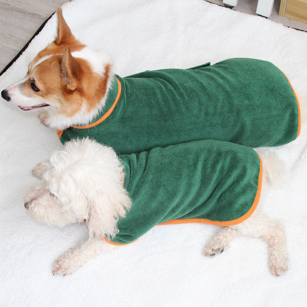 Absorbent Pet Bathrobe - Microfiber Dog Drying Coat with Adjustable Straps
