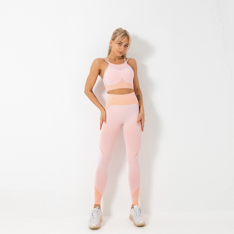 Ensemble de vêtements de Yoga Fitness à séchage rapide, sans couture, ajustés aux hanches et à l'abdomen