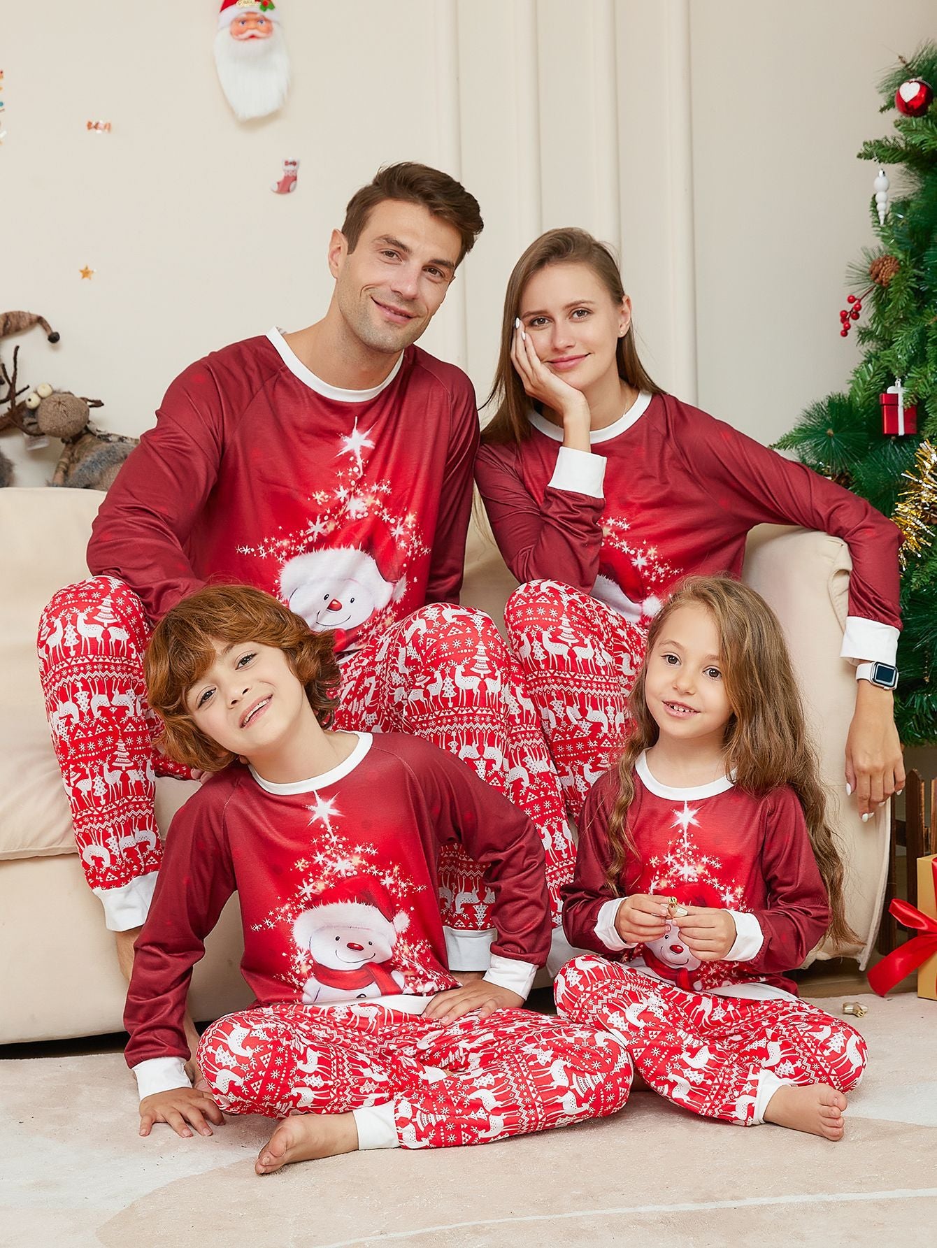 Ny snögubbehalsduk Förälder-barn julpyjamas Pyjamasset