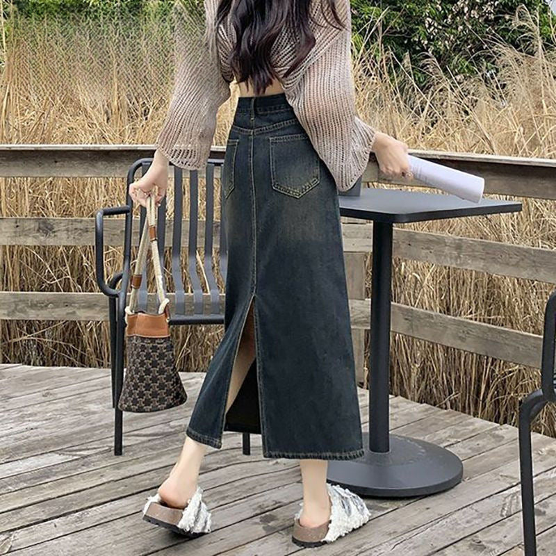 Retro Denim Skirt - Trendy, Versatile, and Stylish