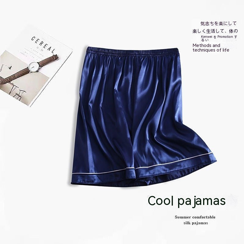 Herrpyjamasshorts i tunt silke, stora storlekar, issilke