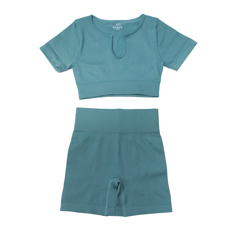 Ensemble de vêtements de Yoga sans couture, haut de sport à manches courtes, t-shirt, débardeur de Yoga