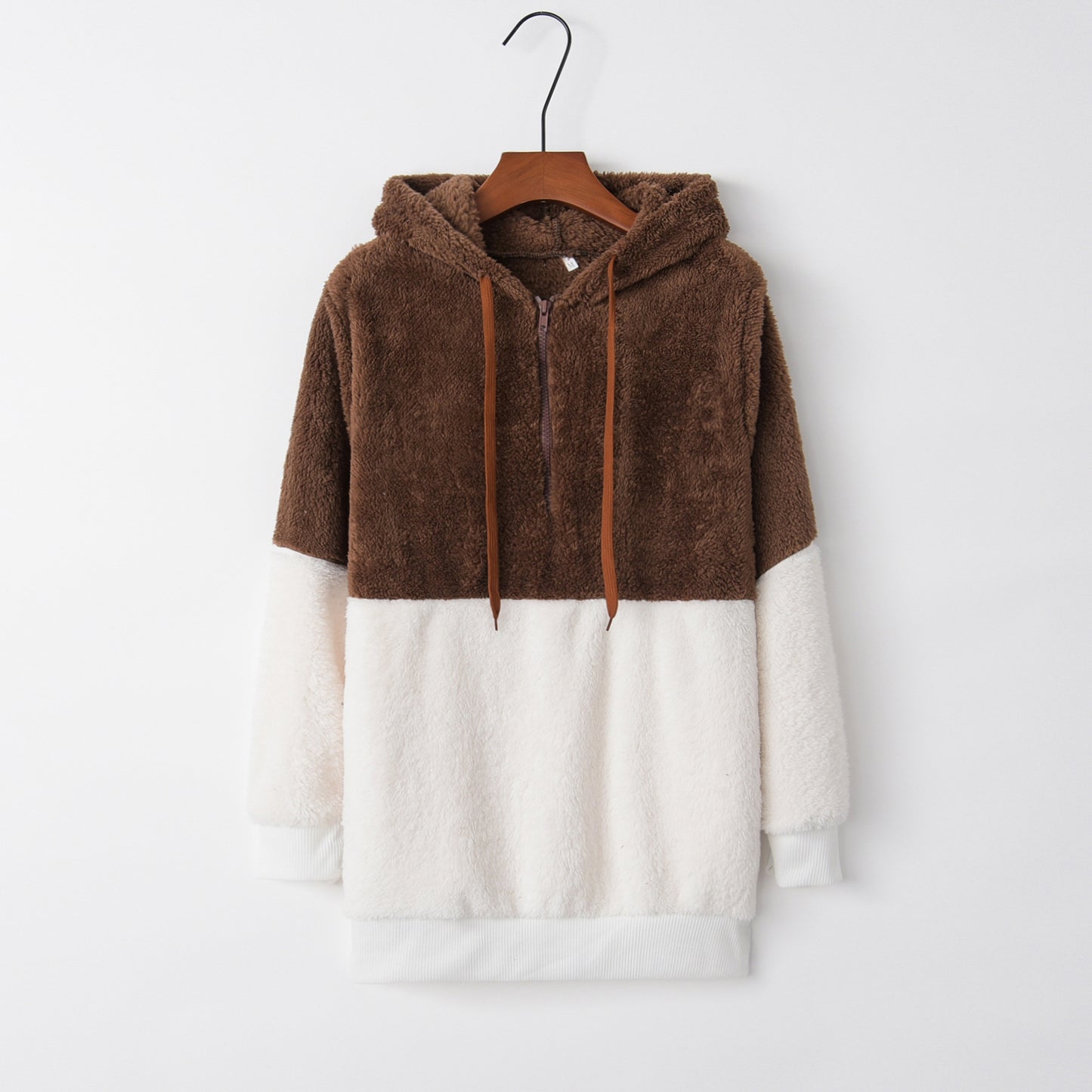 Veste pull décontractée à col rond et capuche avec coutures en corde pour femme