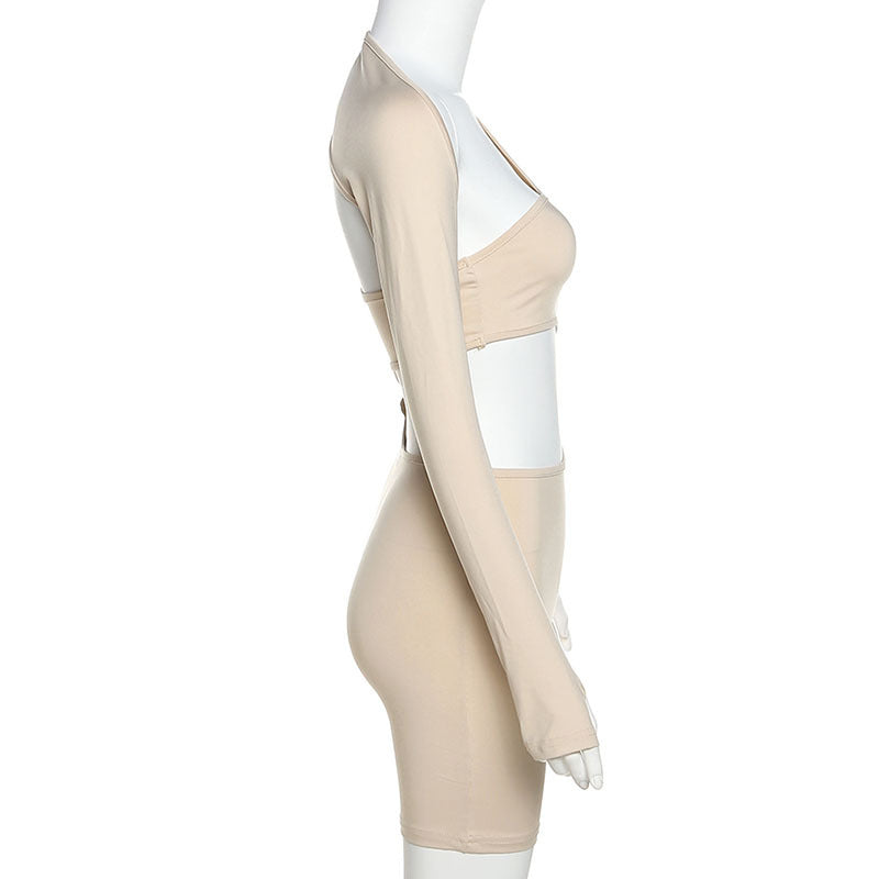 Kvinnors tajta fitnessyoga-dräkter med off shoulder-toppar och shorts, 2-pack