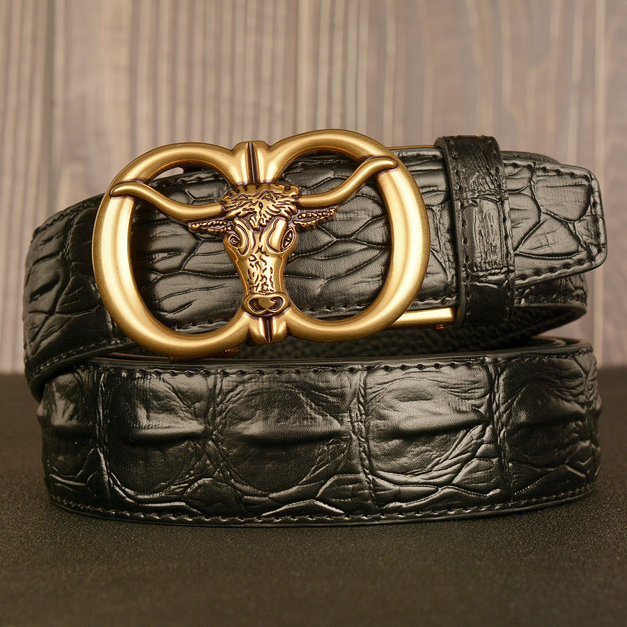 Double cuir pour hommes avec boucle de ceinture automatique