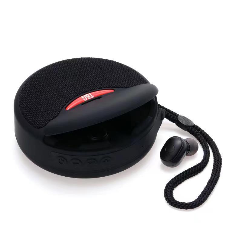 Bärbart headset för utomhusbruk med Bluetooth-högtalare, integrerad trådlös 3D-stereo, subwoofer, musikhögtalare med stöd för TF-kort, FM-radio