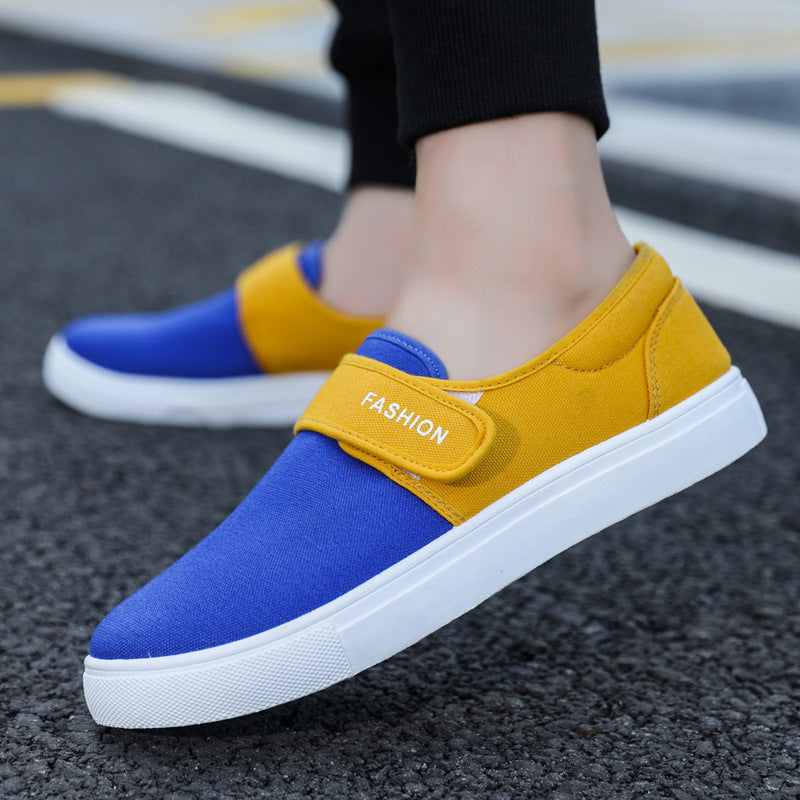 Chaussures plates en toile Baskets décontractées Velcro pour hommes