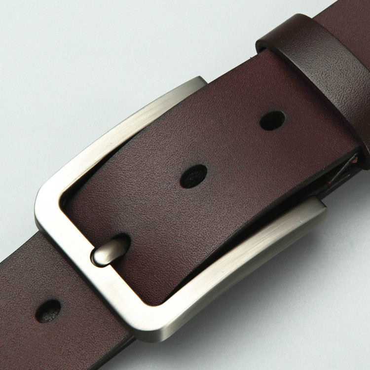 Men's Authentic Cowhide Pin Buckle Belt - Traditional Craftsmanship