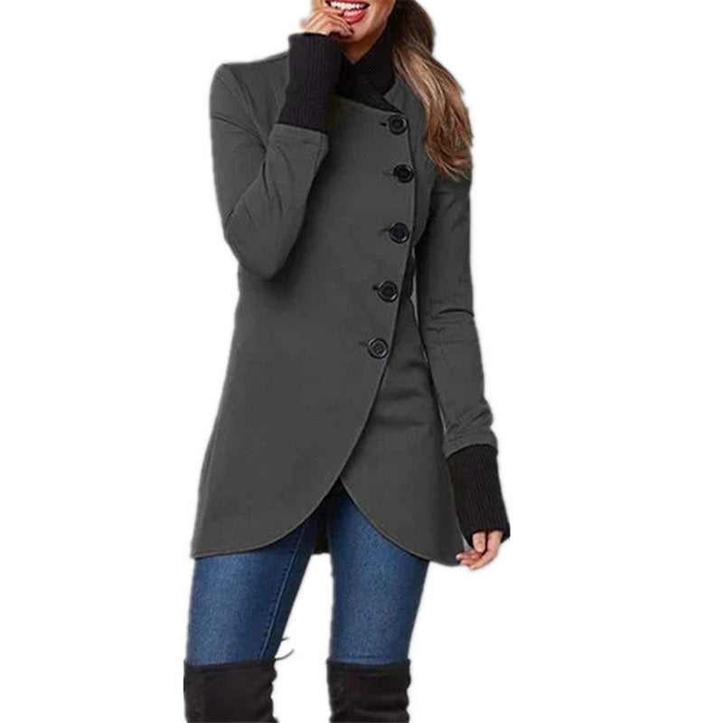 Veste à manches longues fendue à simple boutonnage et ourlet à empiècements