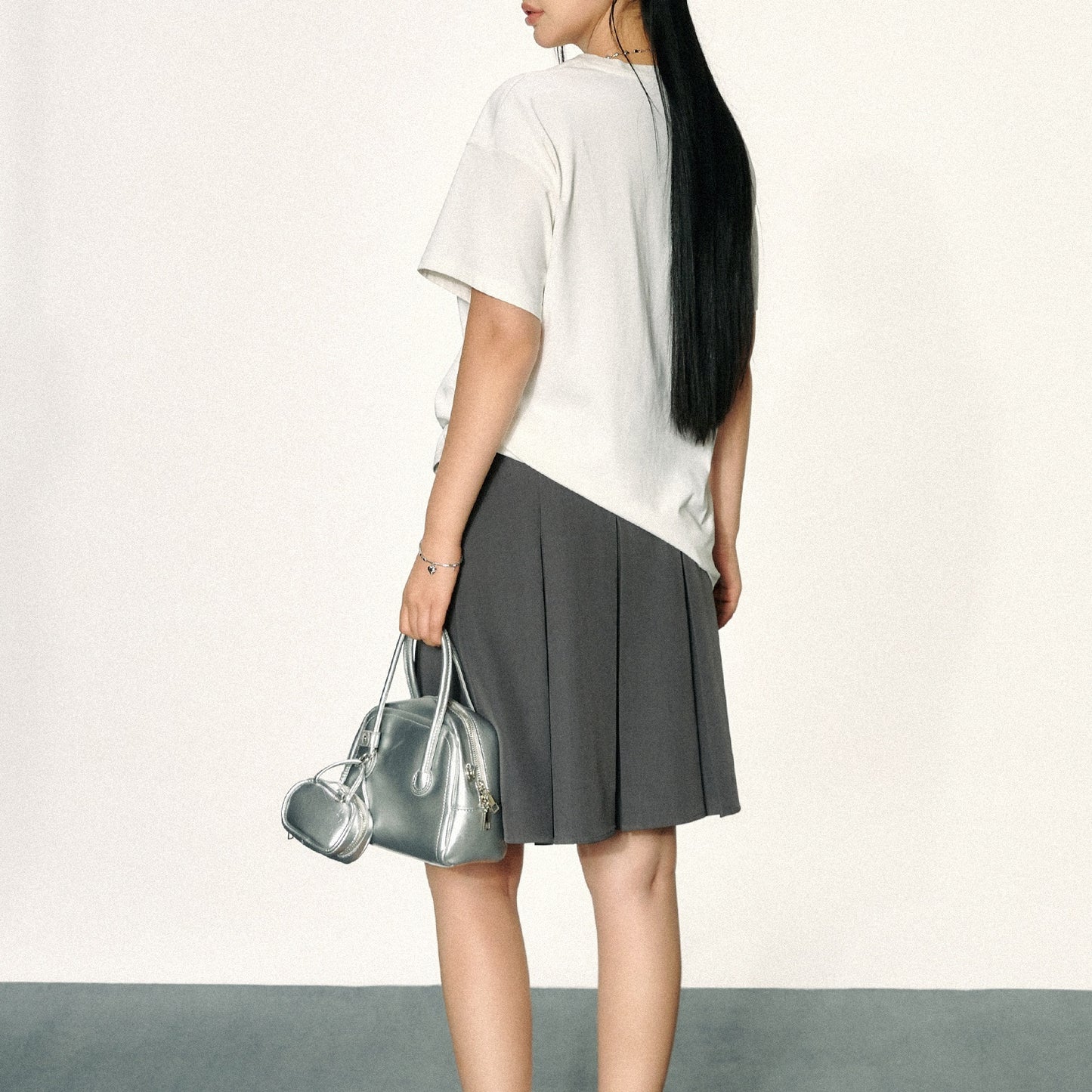 Courtyard Quick Color Drawstring Pleated A-Line Dress - Half-length Dress Skirt