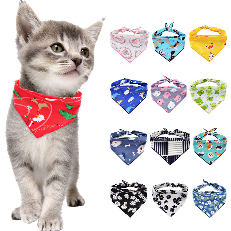 Bandana réglable en coton pour animaux de compagnie, foulard triangulaire pour chat, serviette de salive douce, accessoires pour petits, moyens et grands chiens