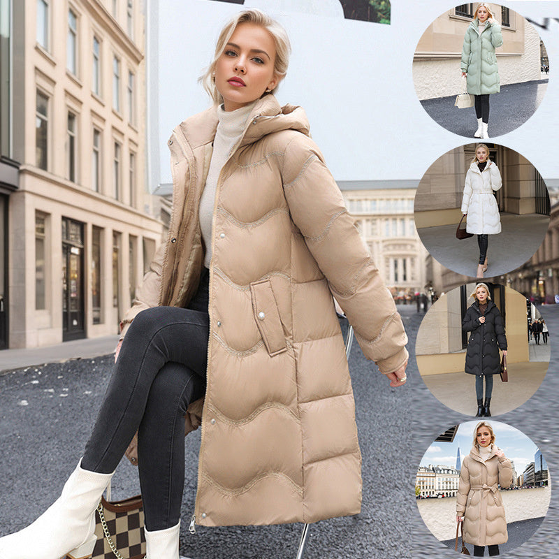 Veste d'hiver mi-longue en duvet de coton pour femme