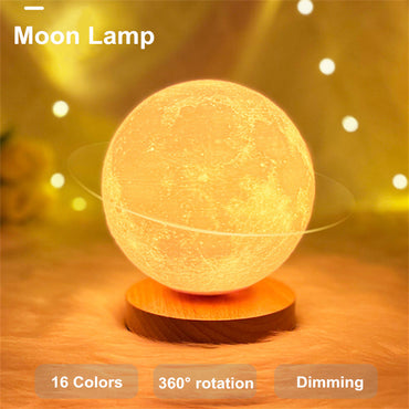 Créatif 3D magnétique flottant lévitation lune lampe contrôle tactile 3 couleurs lune lumière lunaire veilleuse pour la maison bureau chambre décor