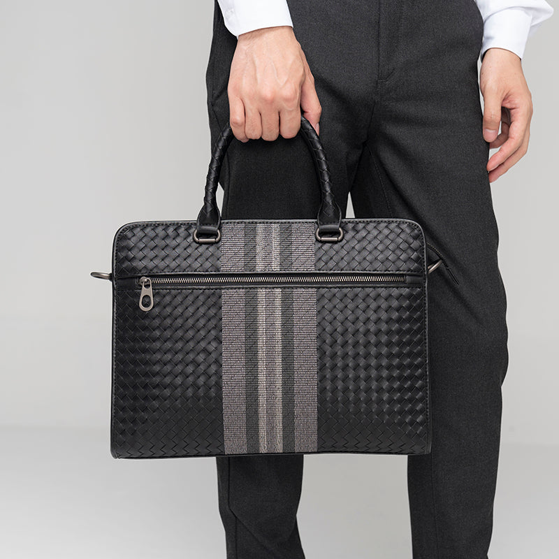Sömmar Vävd Business Casual Portfölj Herr axel Crossbody datorväska