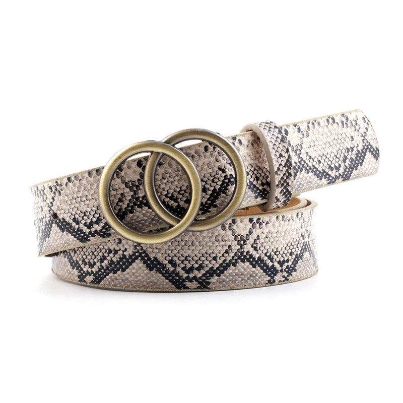 Fashion Round Button Leopard Zebra Snake Belt - Wild Expression