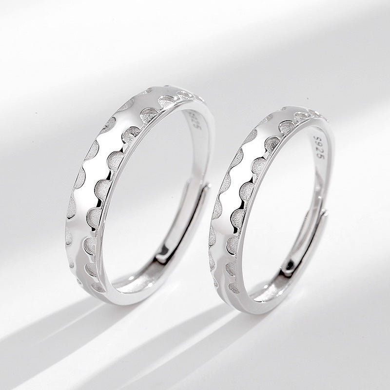 Sterling Silver Love Gear Par Ringar för män och kvinnor