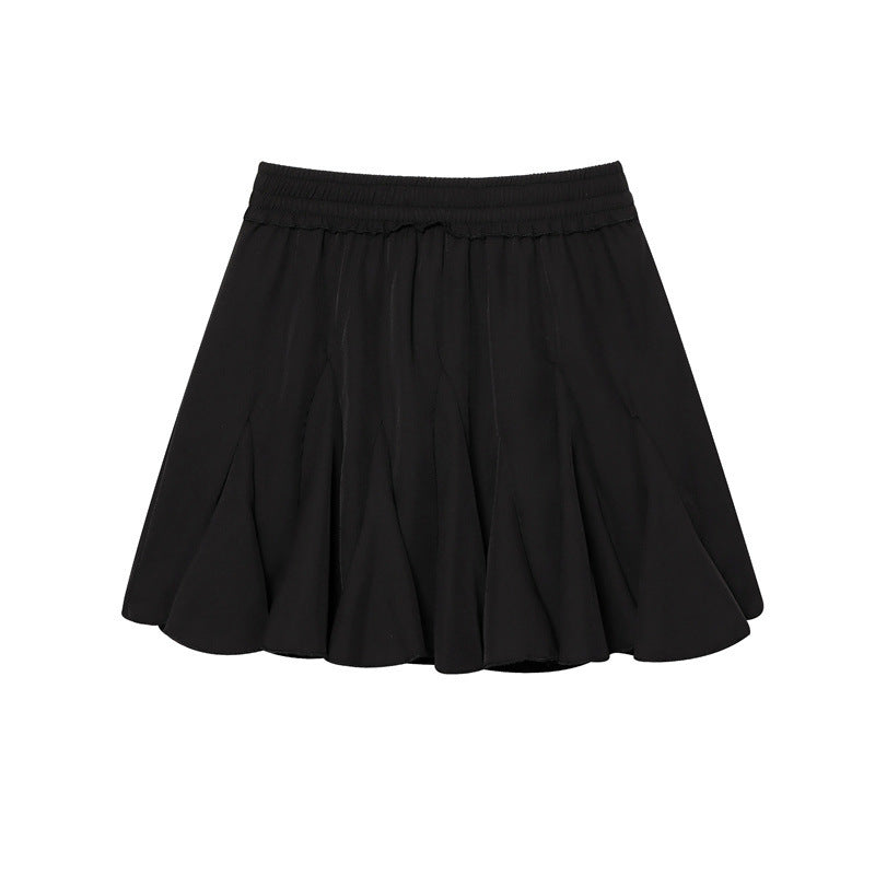 Professional Summer Mesh Lemon Print Elastic Waist Large Swing Skirt - Casual Design (Lightweight Fabric, Vibrant Pattern)