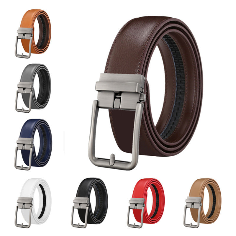 Men's Leather Automatic Buckle Simple Hollow Design Belt - Architectural Elegance
