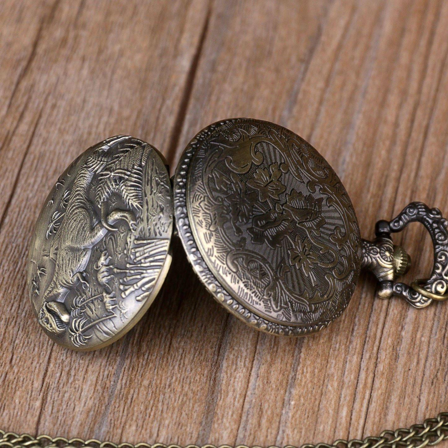 Retro Bronze Steampunk Quartz Pocket Watch Stainless Steel Chain Necklace 30cm For Men For Women With Gift Box - Vintage Intricate Stylish Unisex