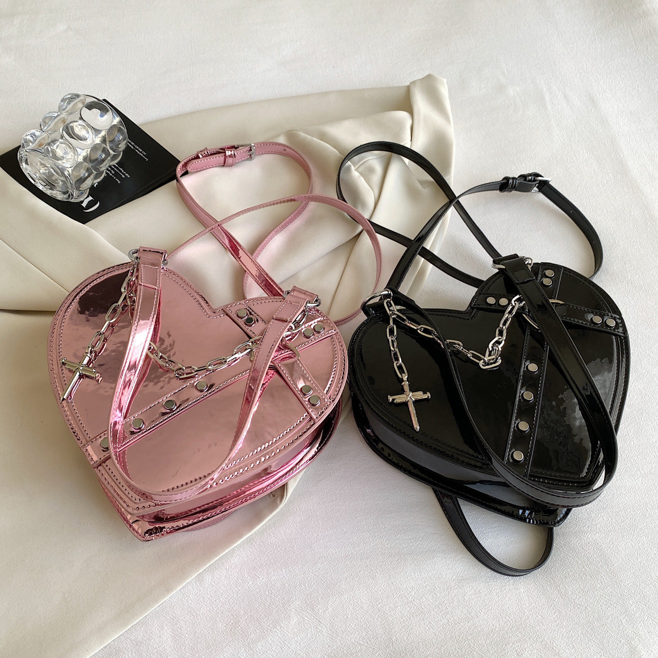 Sacs à chaîne en forme de cœur, sac à bandoulière d'amour de grande capacité pour femmes, saint-valentin