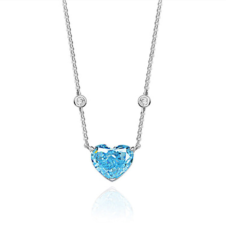 Oceanblå hjärtformad zirkon S925 sterlingsilver
