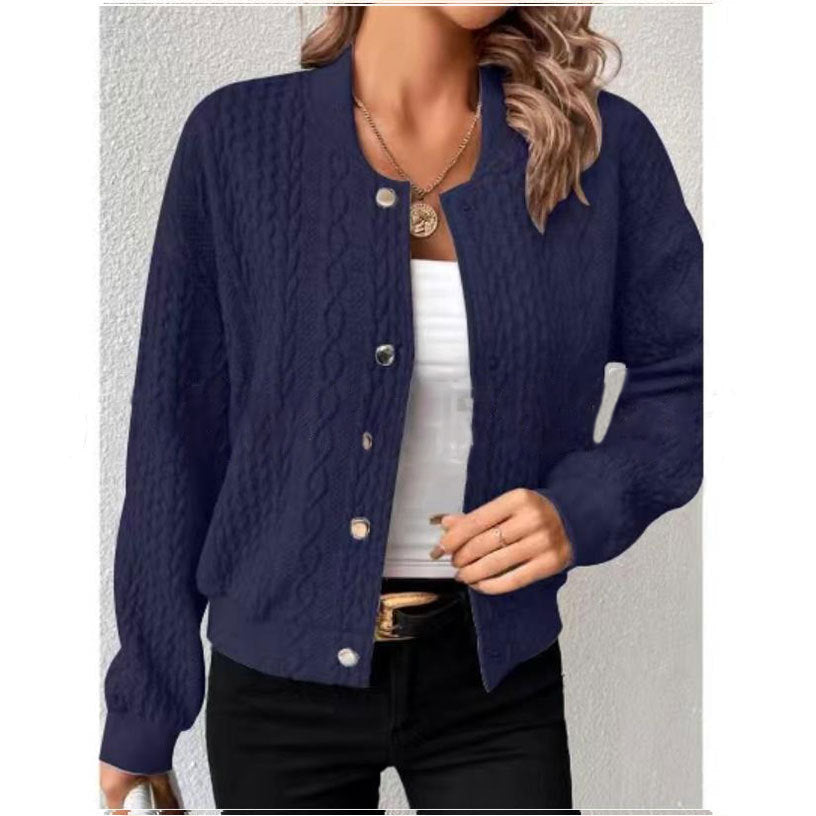 Women's Baseball Uniform Jacket Coat - Solid Color Polyester Casual Female Style