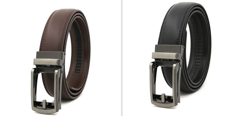 Men's Fake Needle Automatic Buckle Cowhide Belt - Detailed Sophistication
