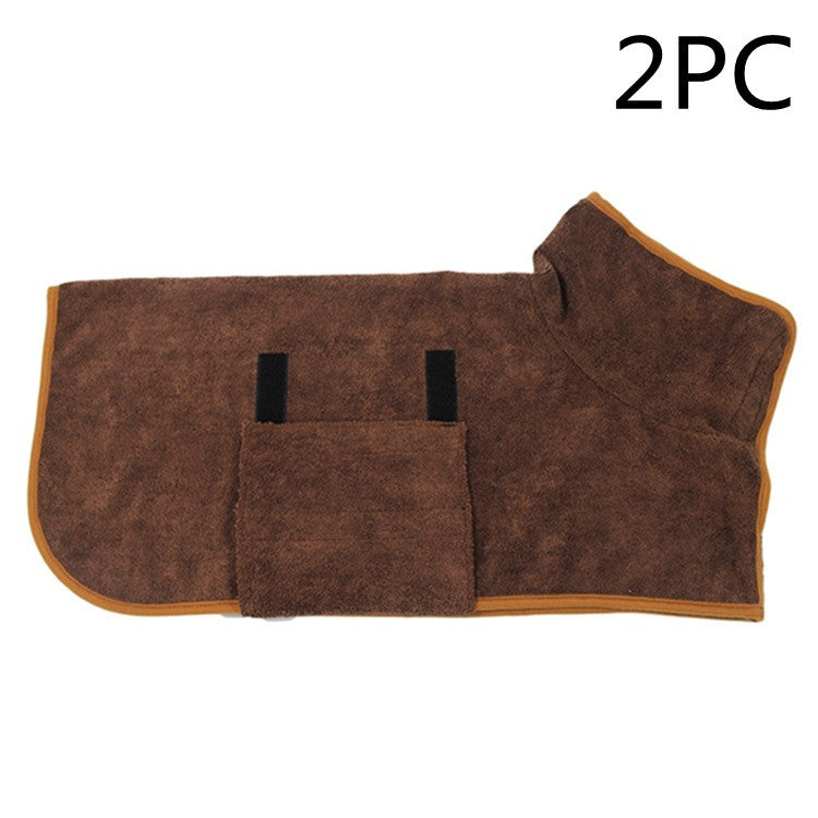 Absorbent Pet Bathrobe - Microfiber Dog Drying Coat with Adjustable Straps