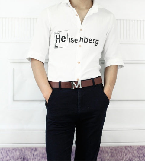 Pantalon décontracté pour hommes, Style lettre M, boucle lisse, ceinture pour jeunes, blanc pur