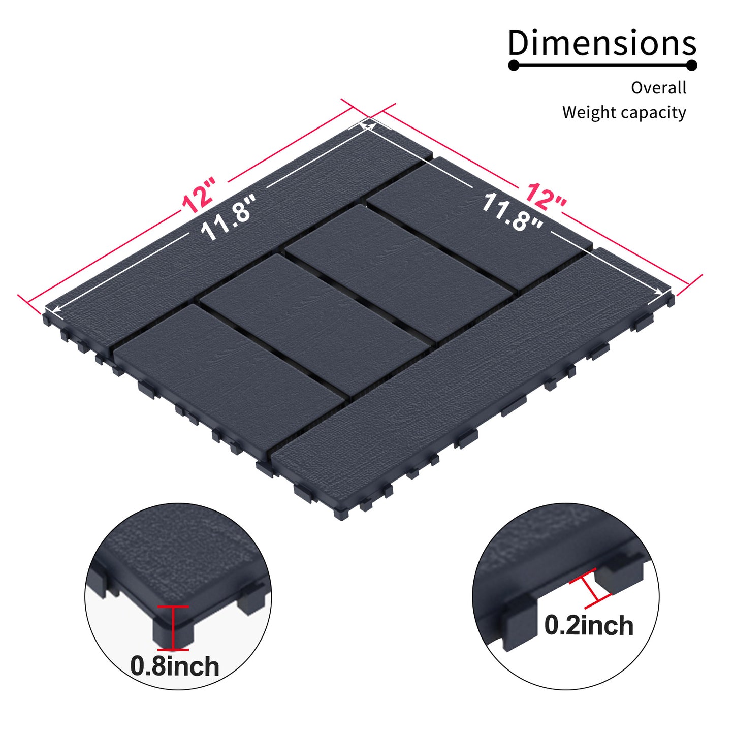 Waterproof, Wear-resistant, DIY Assembly, Garden, Courtyard, Balcony,plastic Flooring