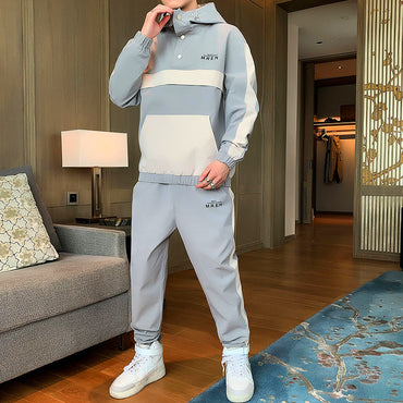 Costume deux pièces pour hommes, veste à capuche, manteau, pantalon