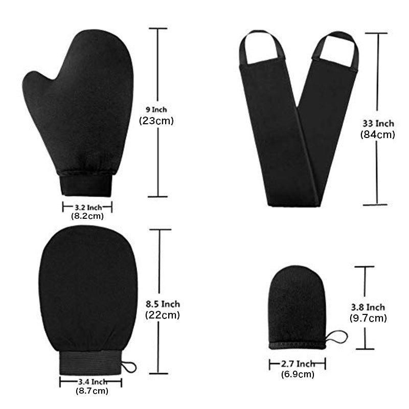 Brun utan sol-applikatorhandske-kit 4-i-1-applikatorset med exfolierande handske