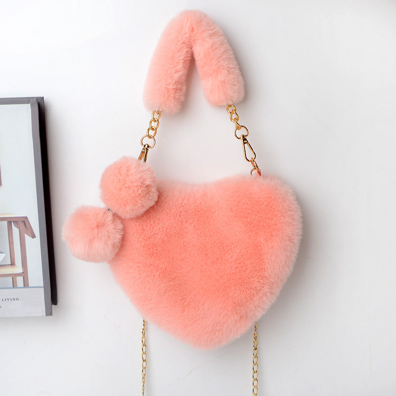 Plush Love Handbag - Soft Faux Fur Tote for Romantic Occasions & Parties