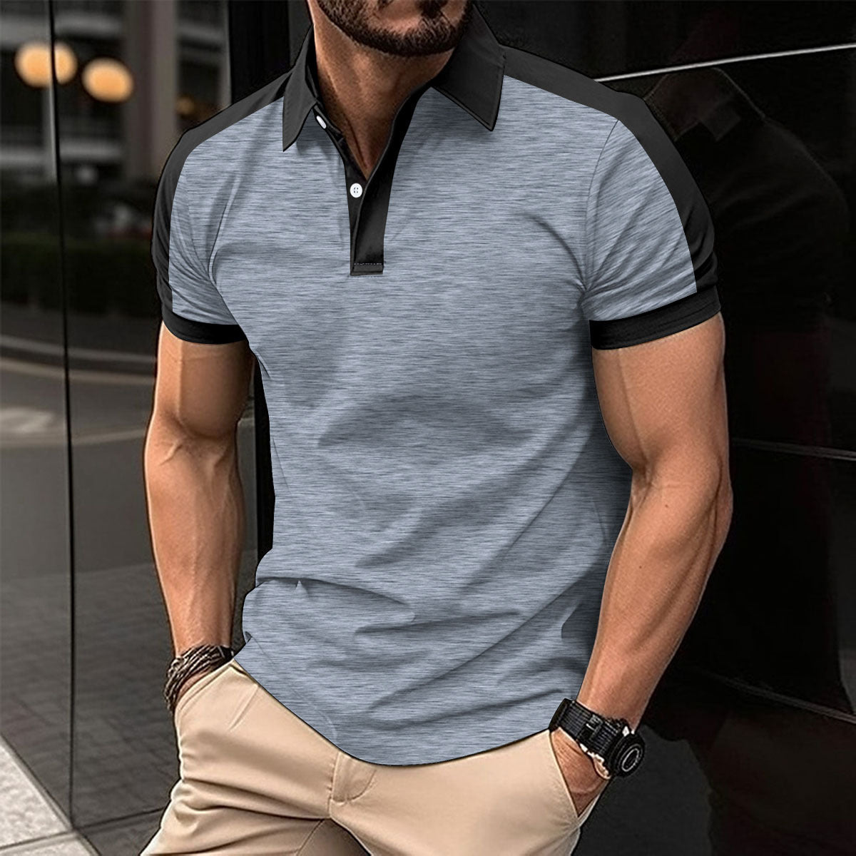 Herr Kortärmad Business-skjorta Sommar Casual Poloshirts