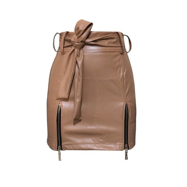 Women Bandage PU Leather Skirt Ladies Short Mini Skirts - Bold Statement