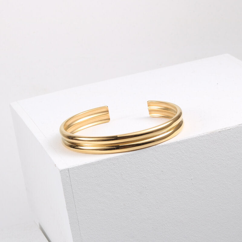 Bracelet en acier titane double courbé