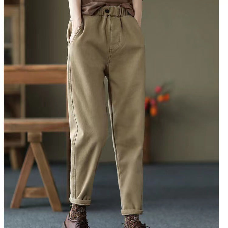 Fashion Girl With Velvet Harem Pants