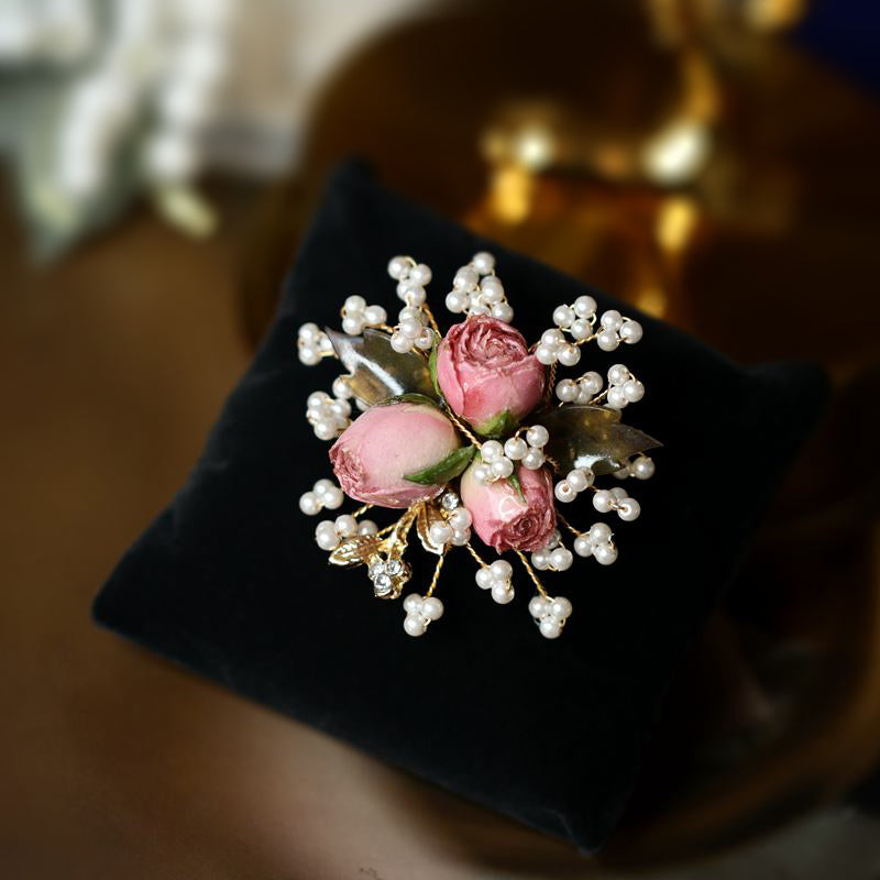 Accessoires de corsage de décoration de broche rose