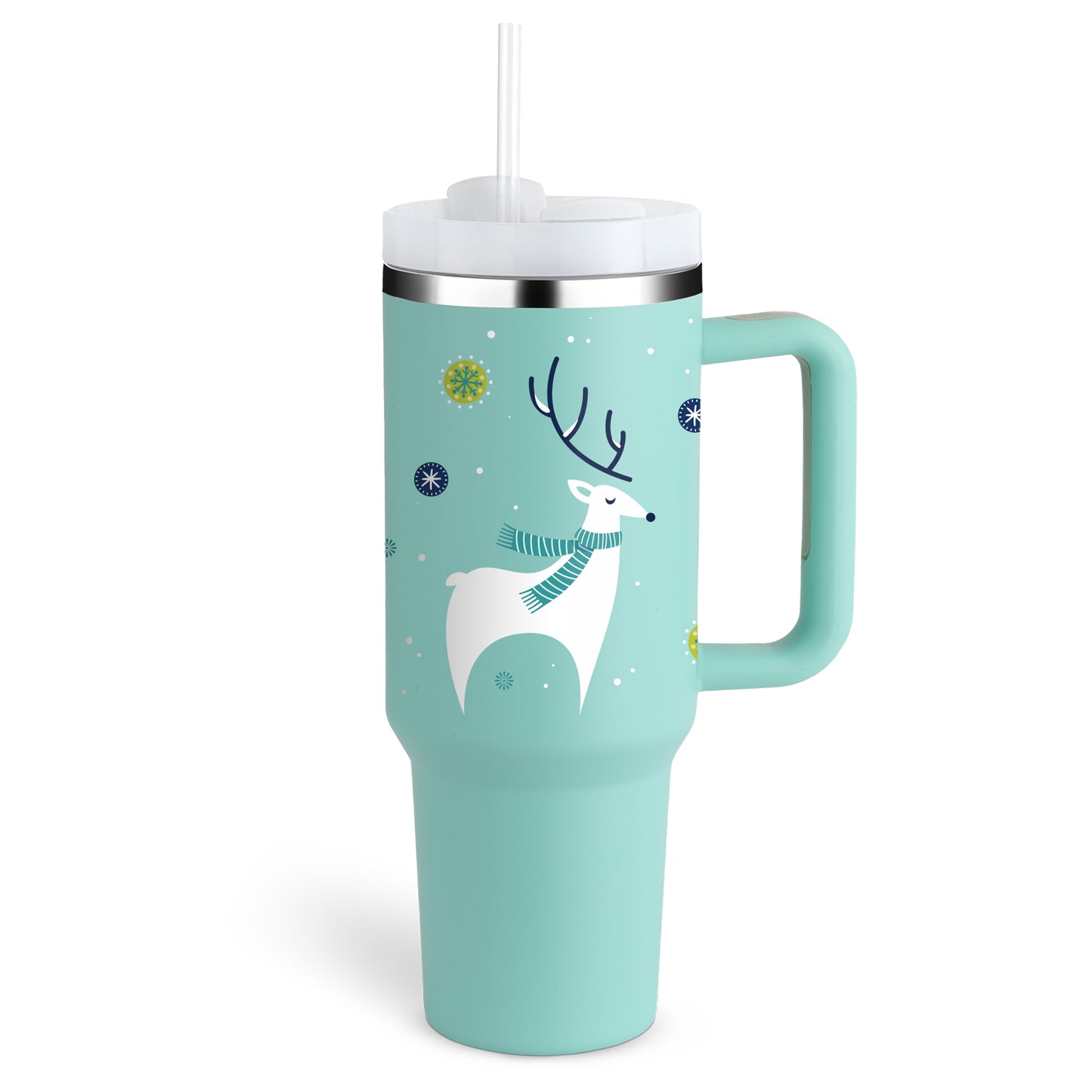 Alla hjärtans dag present termisk mugg 40 oz halm kaffe isoleringskopp med handtag Bärbar bil rostfritt stål vattenflaska stor kapacitet Resa BPA fri termisk mugg