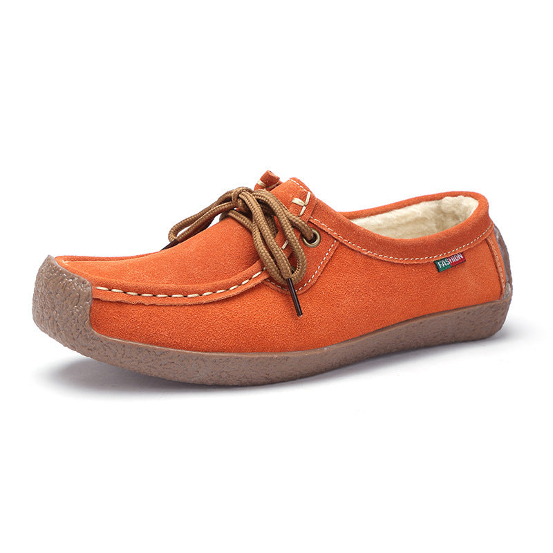 Women's Frosted Lace-Up Flat Sneakers with Plush Lining