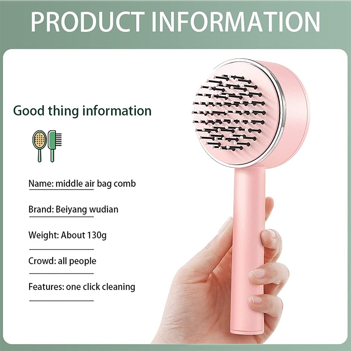 3D Air Cushion Hair Brush - Self-Cleaning Massage Comb with Retractable Bristles