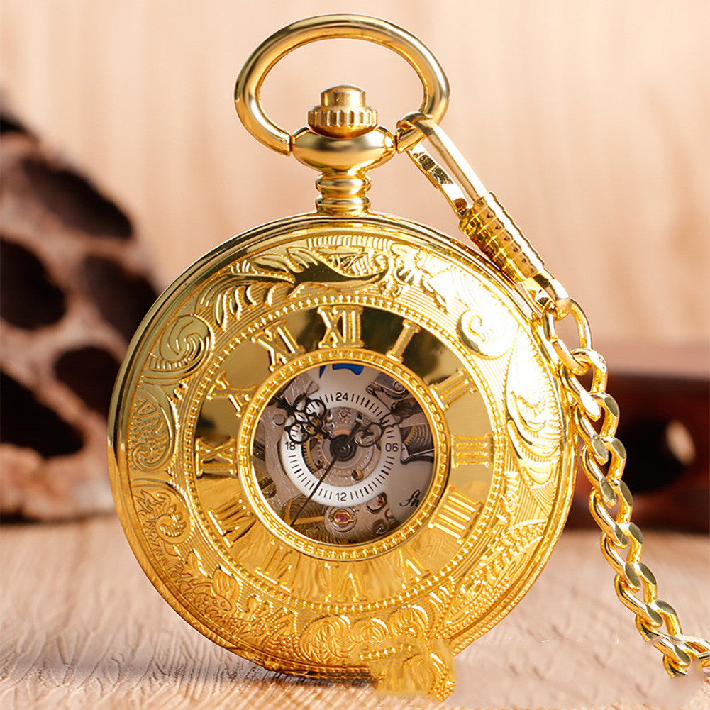 Retro Double-Open Carved Hollow Manual Manipulator Pocket Watch For Men And Women - Unique Intricate Elegant Sophisticated Unisex