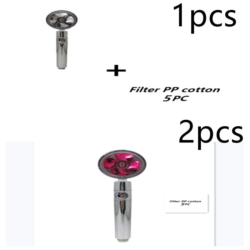 Pommeau de douche à hélice avec bouton d'arrêt et filtre en coton, buse de douche à main haute pression turbocompressée