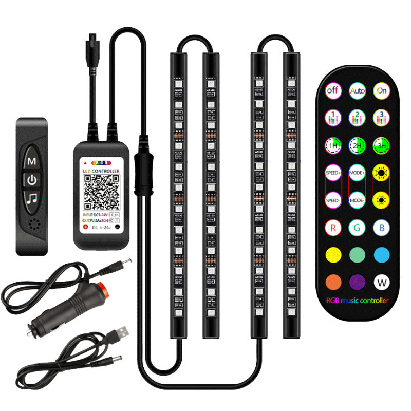 Styling Dekorativ lampa LED bil Interiör ljus vatten omgivningslampa av trådlöst fjärrkontroll till RGB band