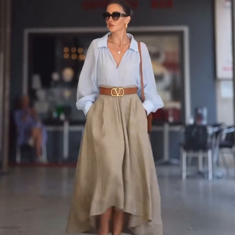 Professional Split High Waist Elastic Long Holiday Skirt - Premium Fabric (Comfortable Fit, Elegant Split Design)