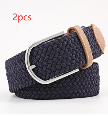 Women's Canvas Student Casual Stretch Braided Needle Buckle Belt - Youthful Confidence