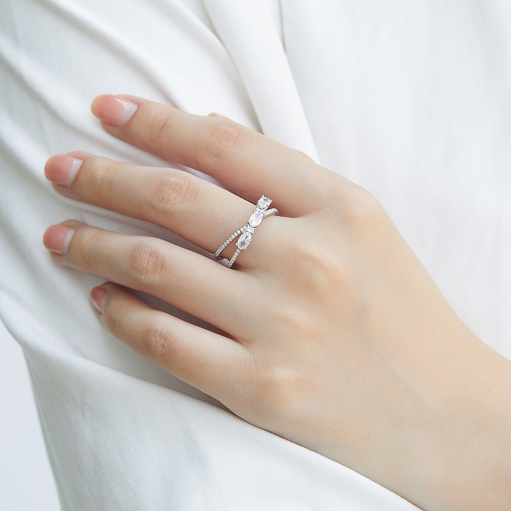 Anneaux 925 argent rotatif croix Denier Zircon bague de fiançailles de mariage pour femmes