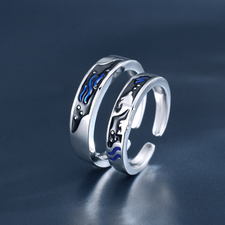 Sea And Whale Epoxy Couple Men And Women Pair Rings Simple Rings