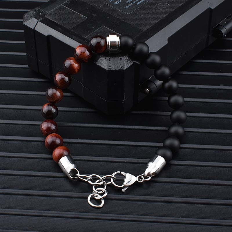 Armband i rostfritt stål med natursten Armband för män Tigeröga-stenspärlarmband för män Present till honom Pulseras Hombre JS-04